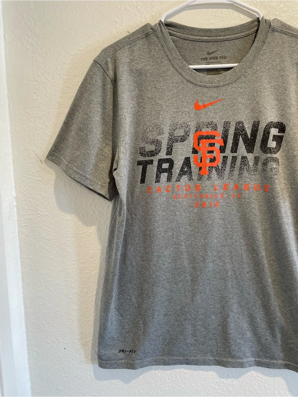 Nike SF Giants 2019 Spring Training Shirt Gray Men Size L Dri Fit MLB Baseball